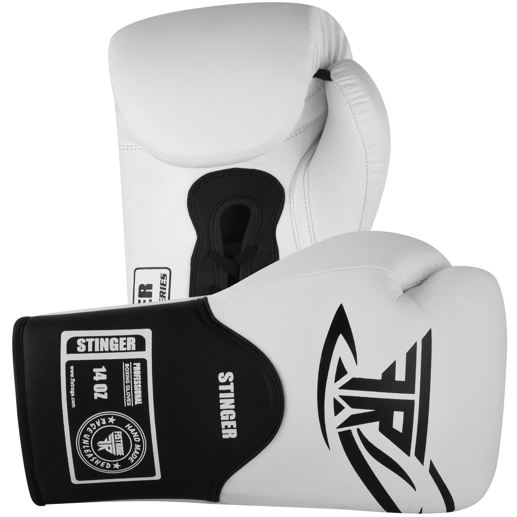 STINGER PROFESSIONAL LEATHER BOXING GLOVES - White/Black