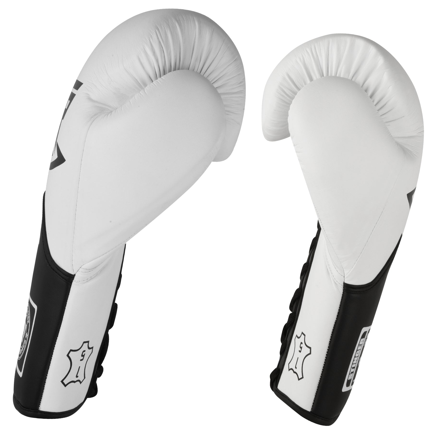 STINGER PROFESSIONAL LEATHER BOXING GLOVES - White/Black