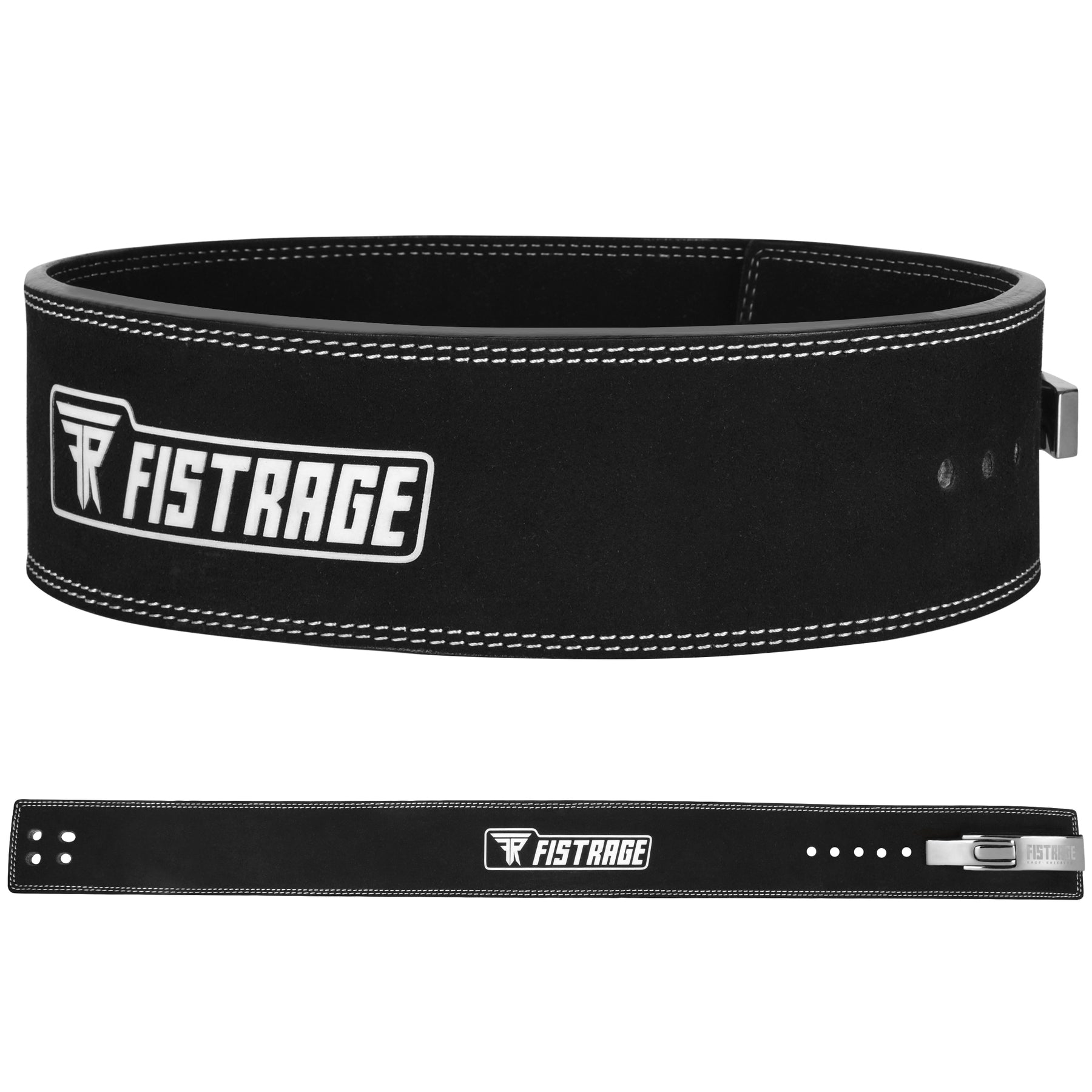 FISTRAGE Weight Lifting Lever Buckle Belts with Sticker Logo-Black
