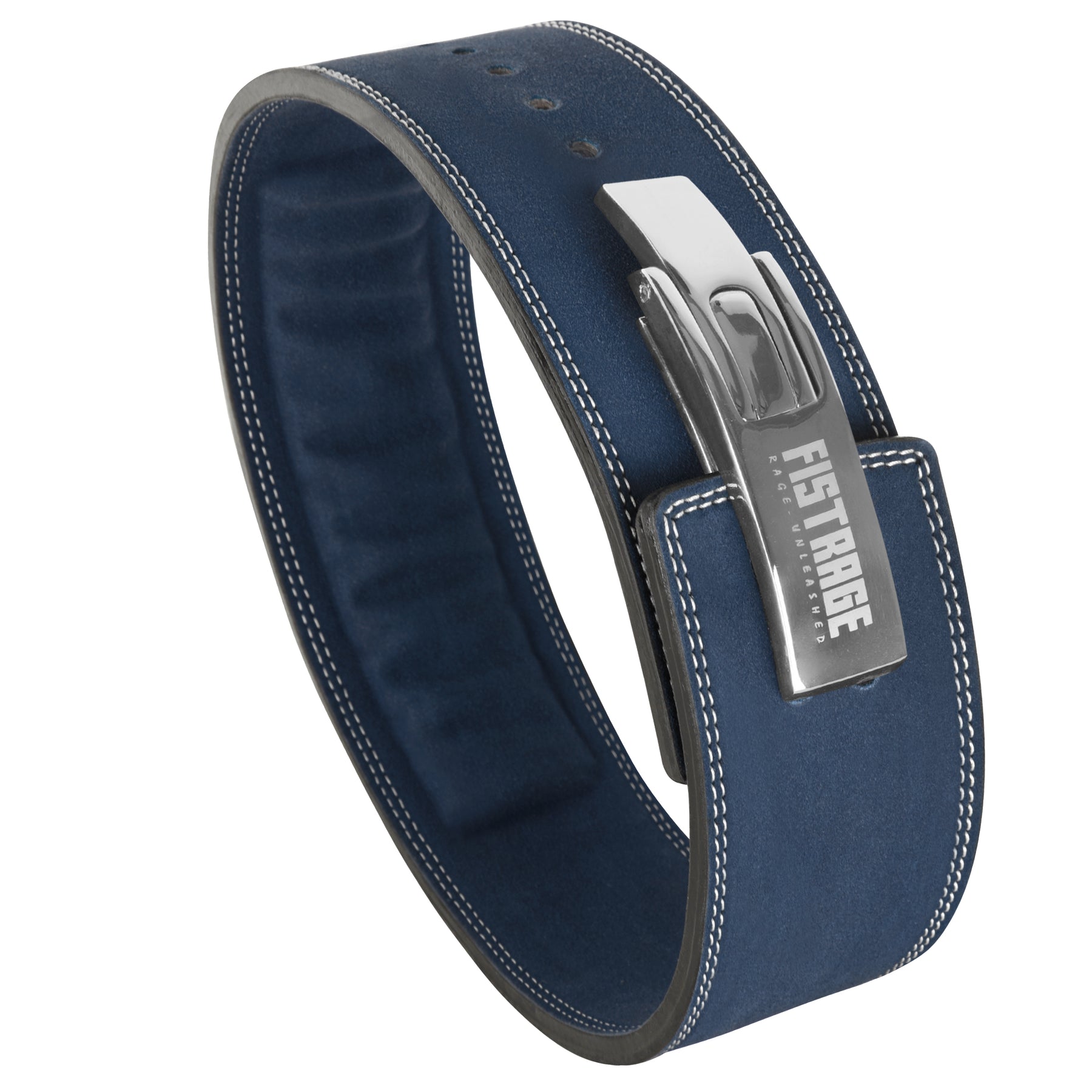 FISTRAGE Weight Lifting Lever Buckle Belts with Embroidery Logo-Navy Blue