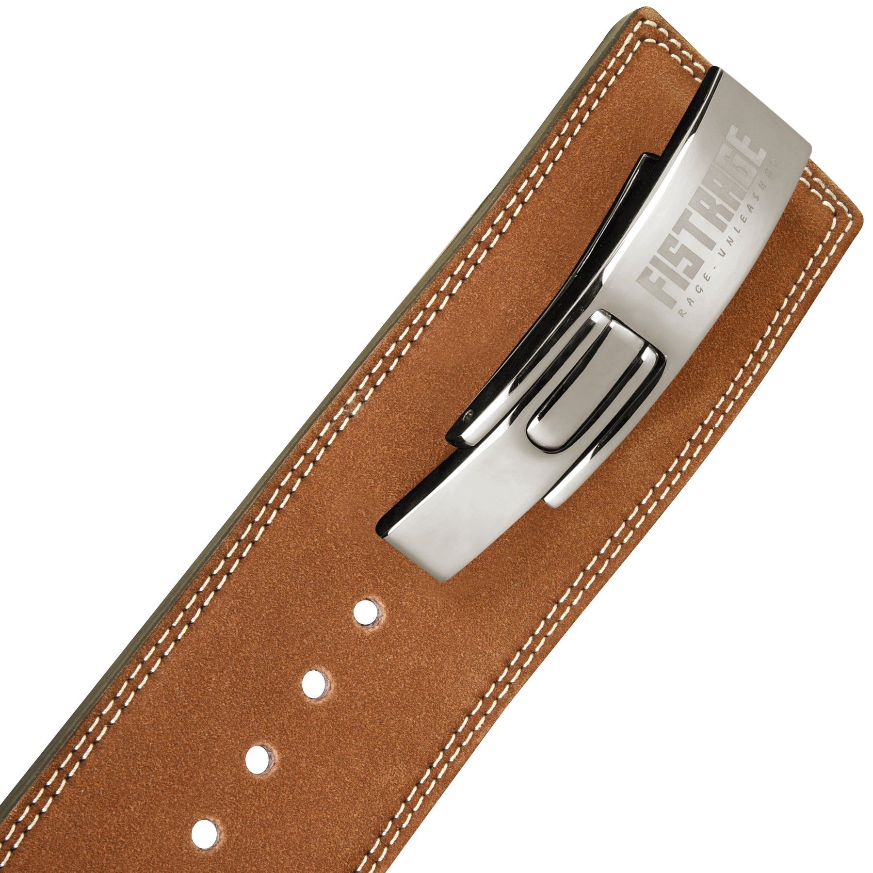 FISTRAGE Weight Lifting Lever Buckle Belts with Embroidery Logo-Brown