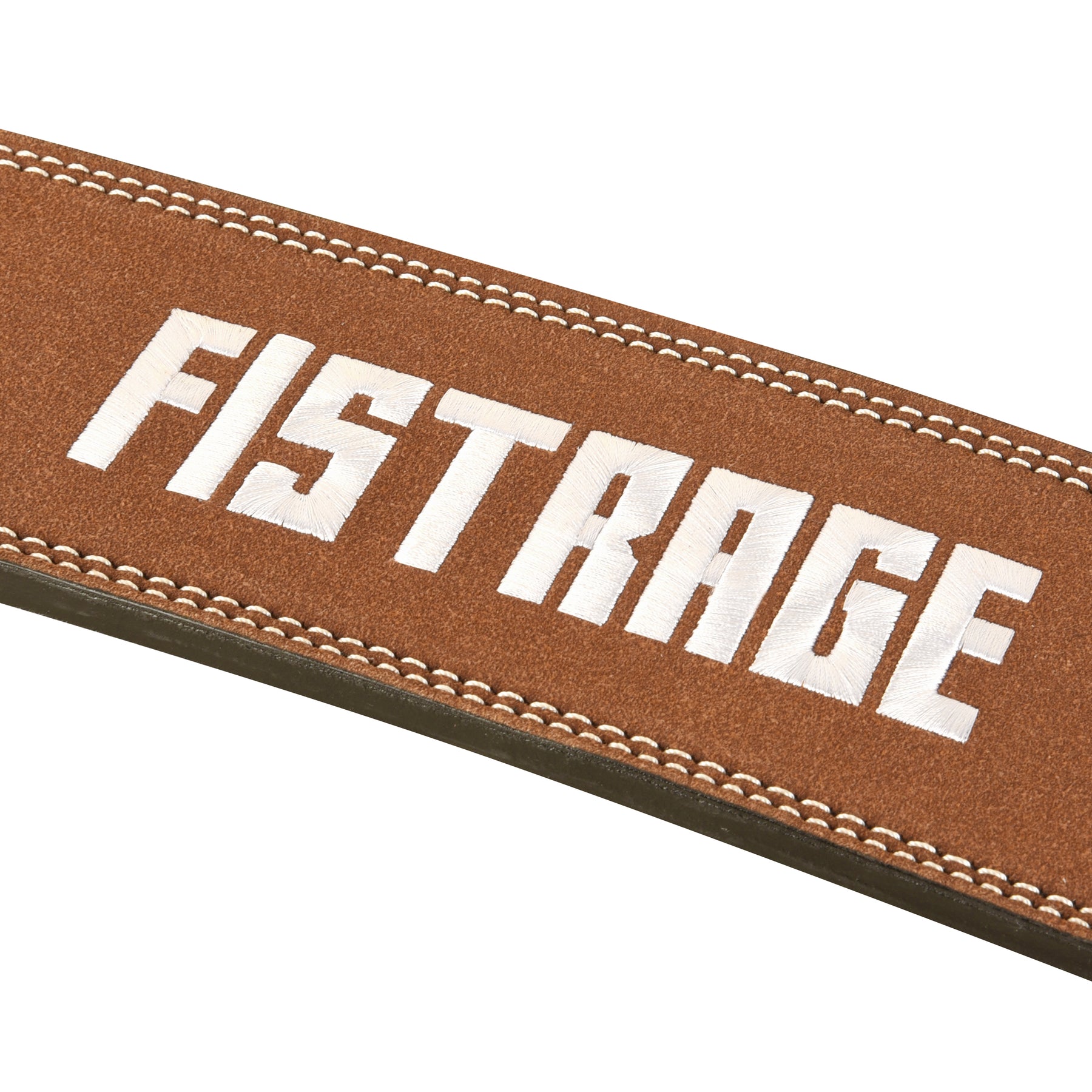 FISTRAGE Weight Lifting Lever Buckle Belts with Embroidery Logo-Brown