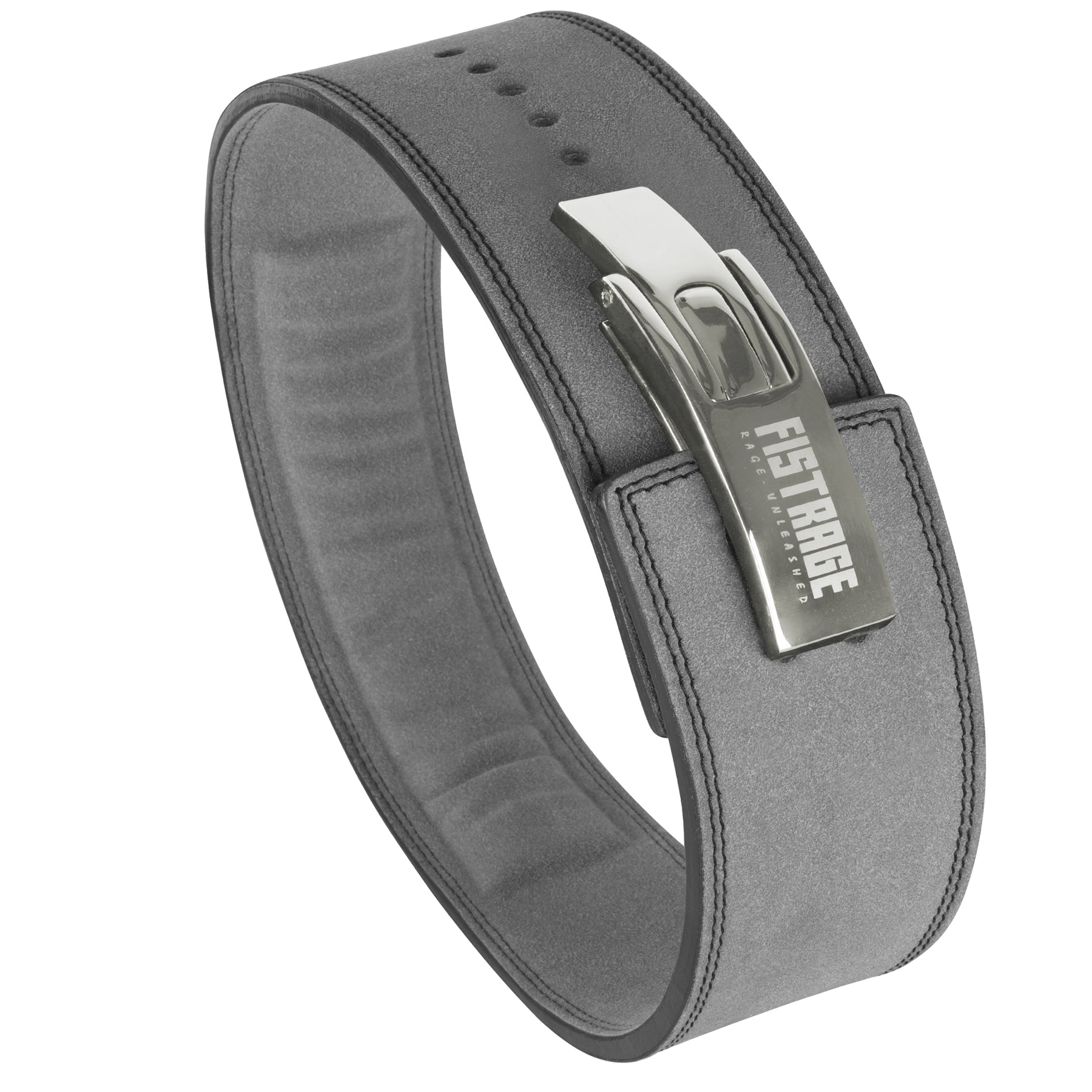 FISTRAGE Weight Lifting Lever Buckle Belts with Embroidery Logo-Gray