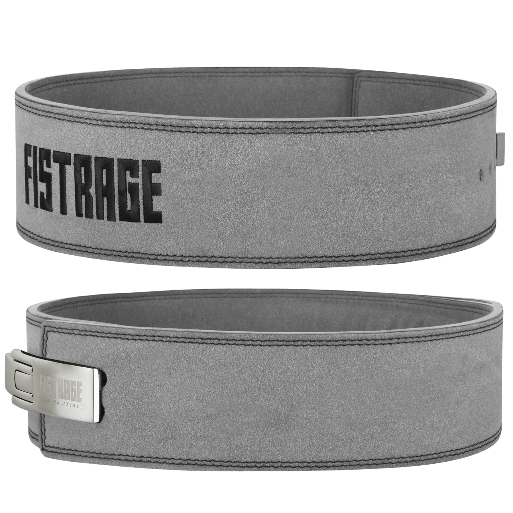 FISTRAGE Weight Lifting Lever Buckle Belts with Embroidery Logo-Gray