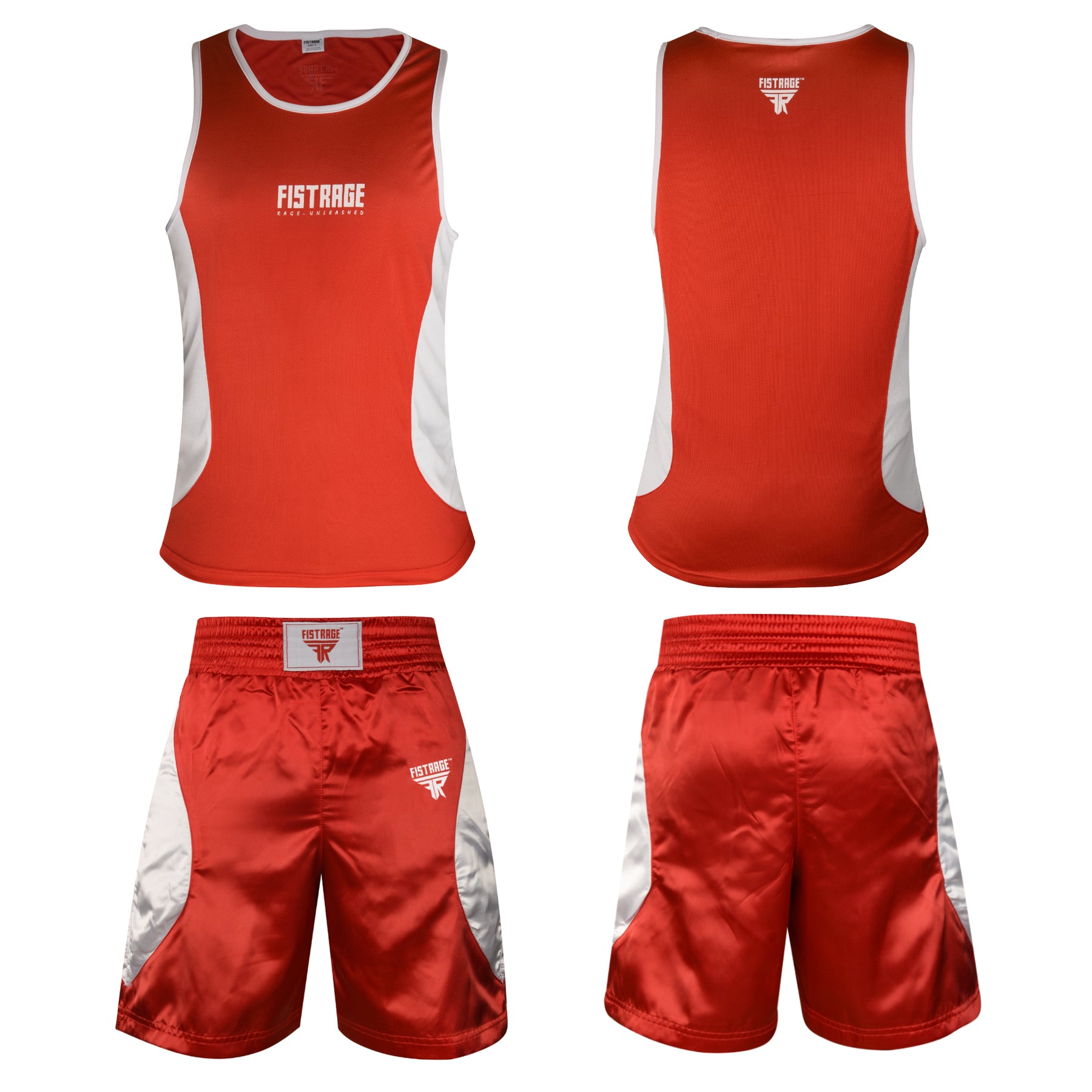 Adults Boxing Uniform Set 2PCS Top & Shorts - Red White