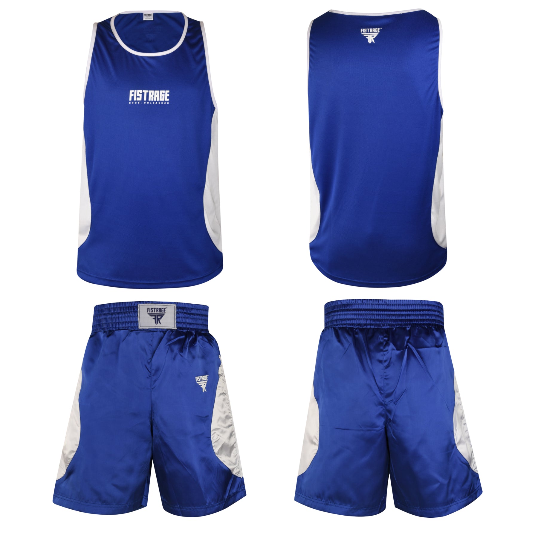 Adults Boxing Uniform Set 2PCS Top & Shorts - Blue White
