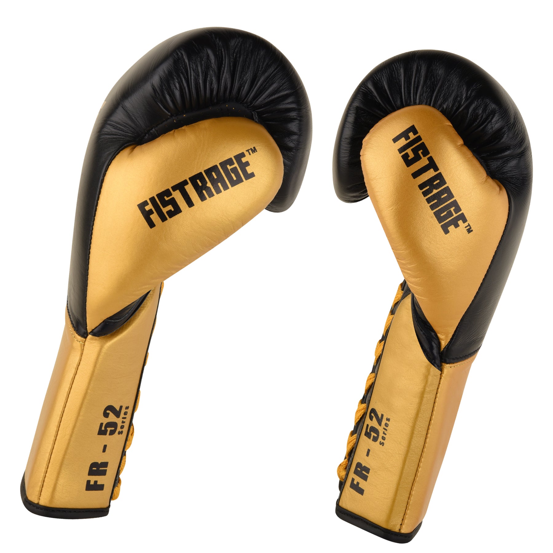 FR-52 Professional Leather Boxing Gloves - Black Gold