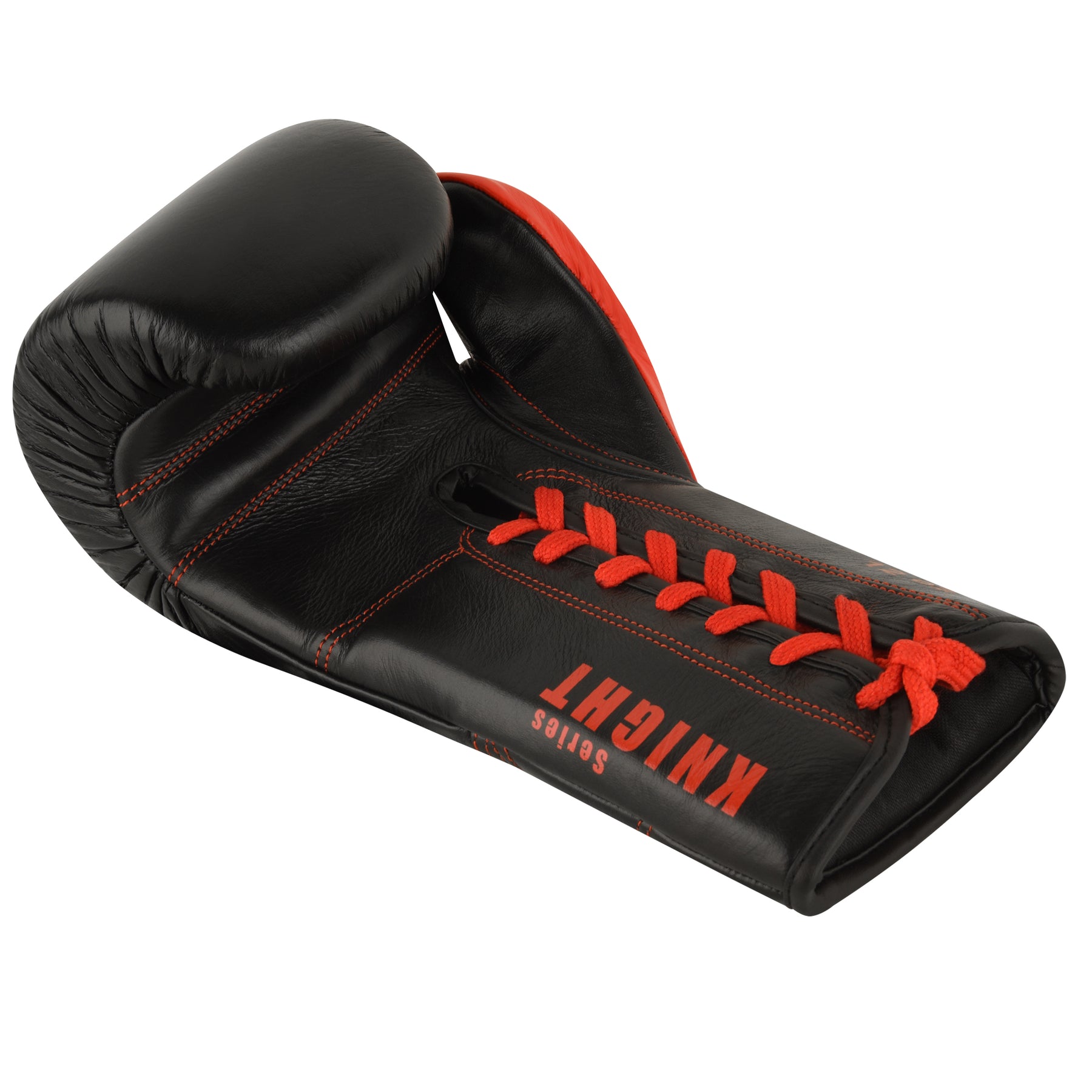 Knight Professional Leather Boxing Gloves - Black Red