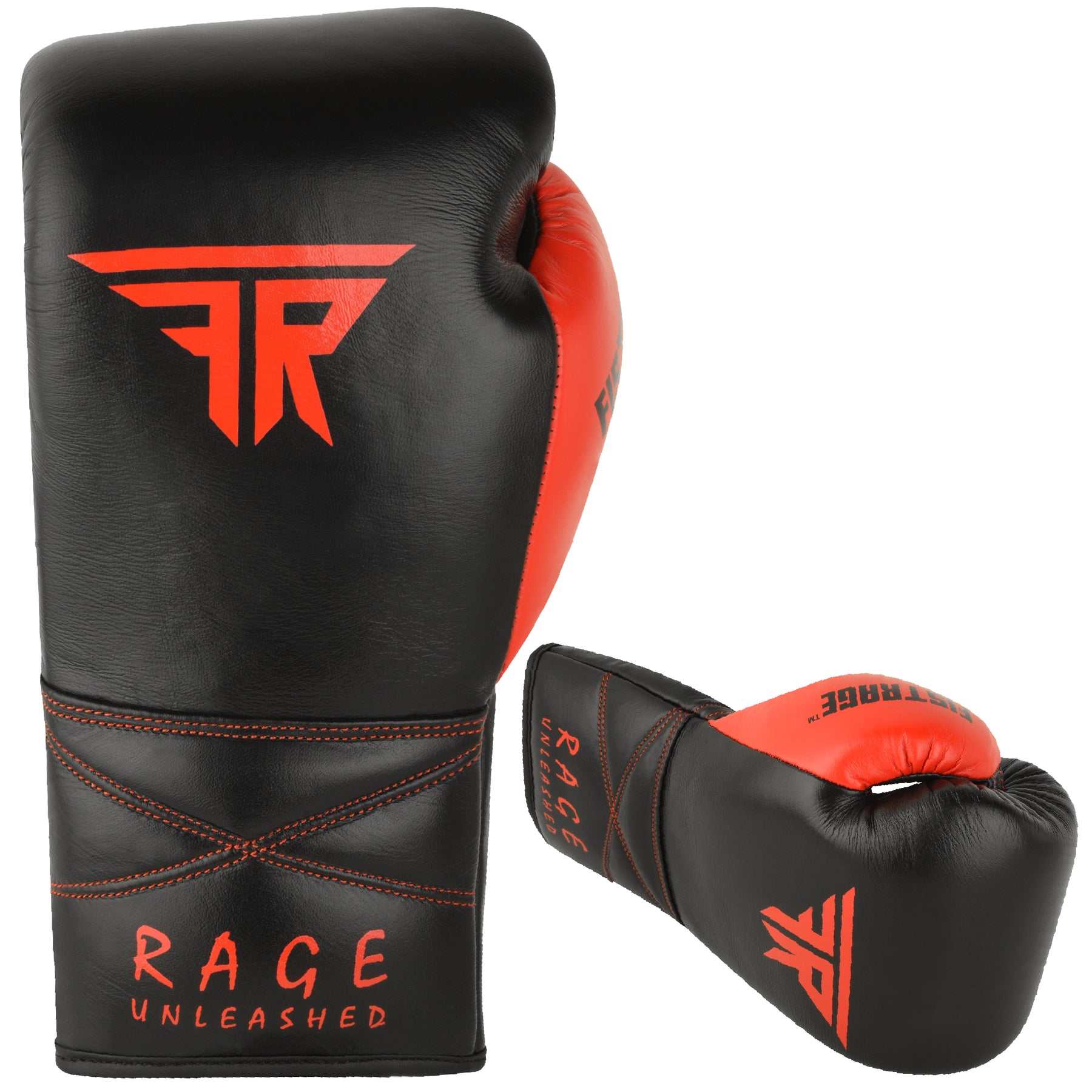 Knight Professional Leather Boxing Gloves - Black Red