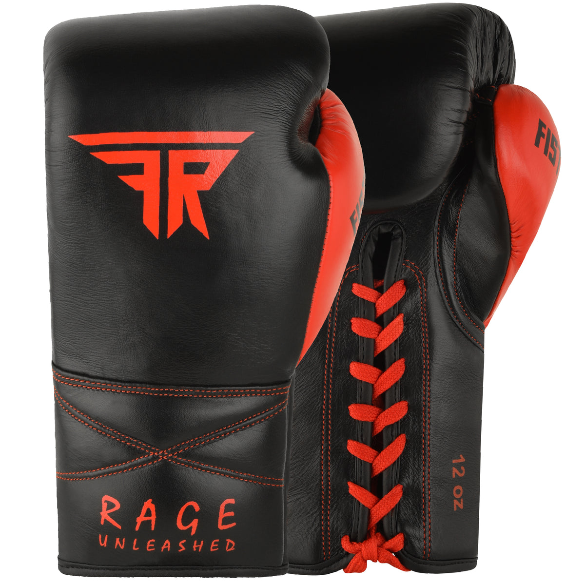 Knight Professional Leather Boxing Gloves - Black Red