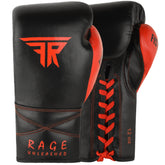 Knight Professional Leather Boxing Gloves - Black Red