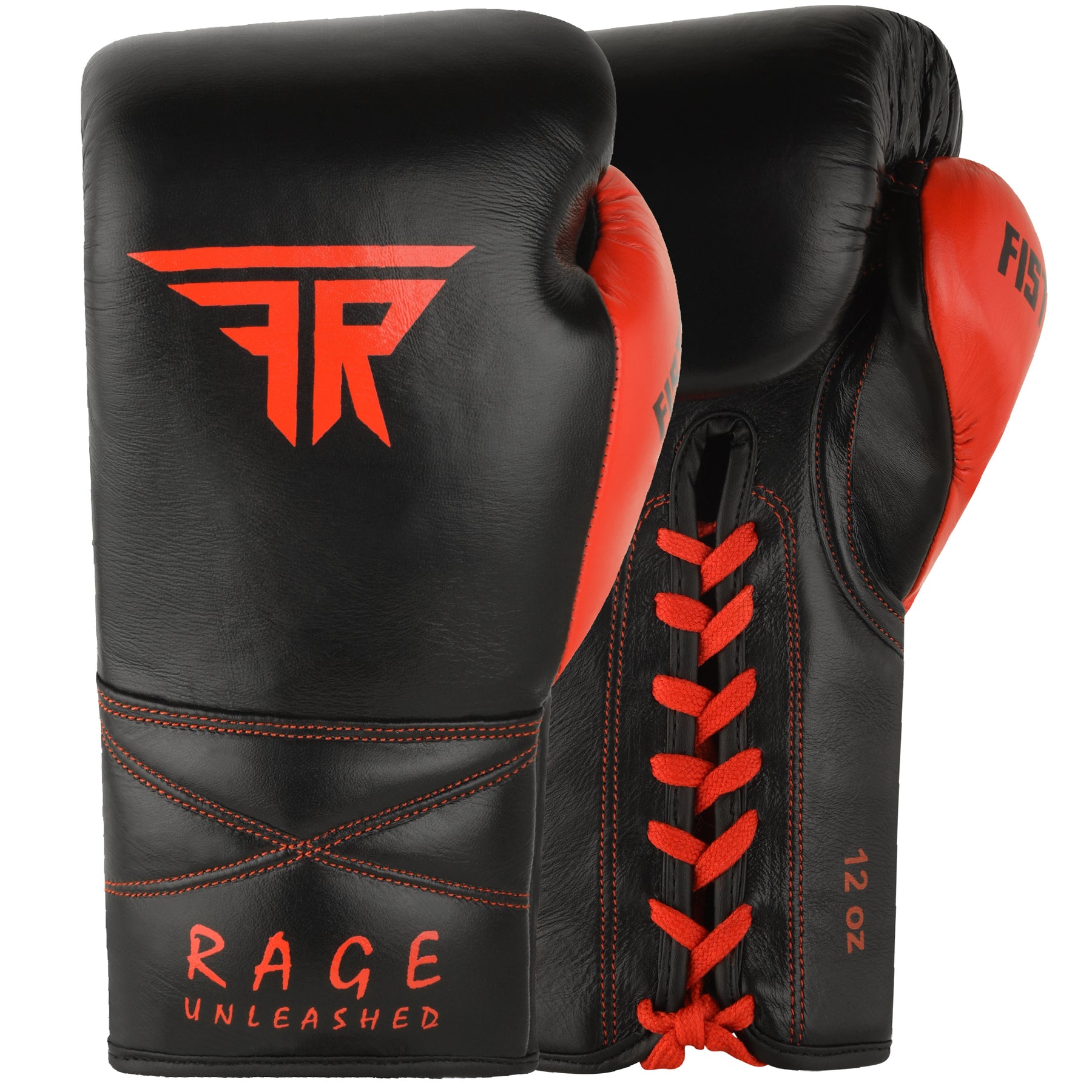 Knight Professional Leather Boxing Gloves - Black Red