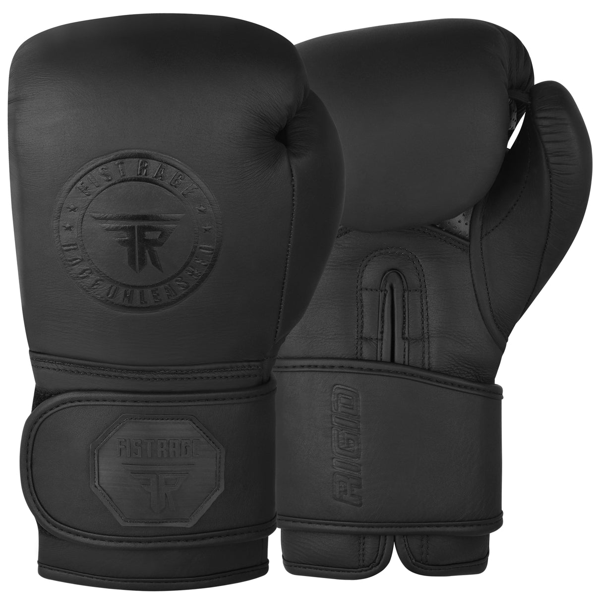Rigid Professional Leather Boxing Gloves - Black