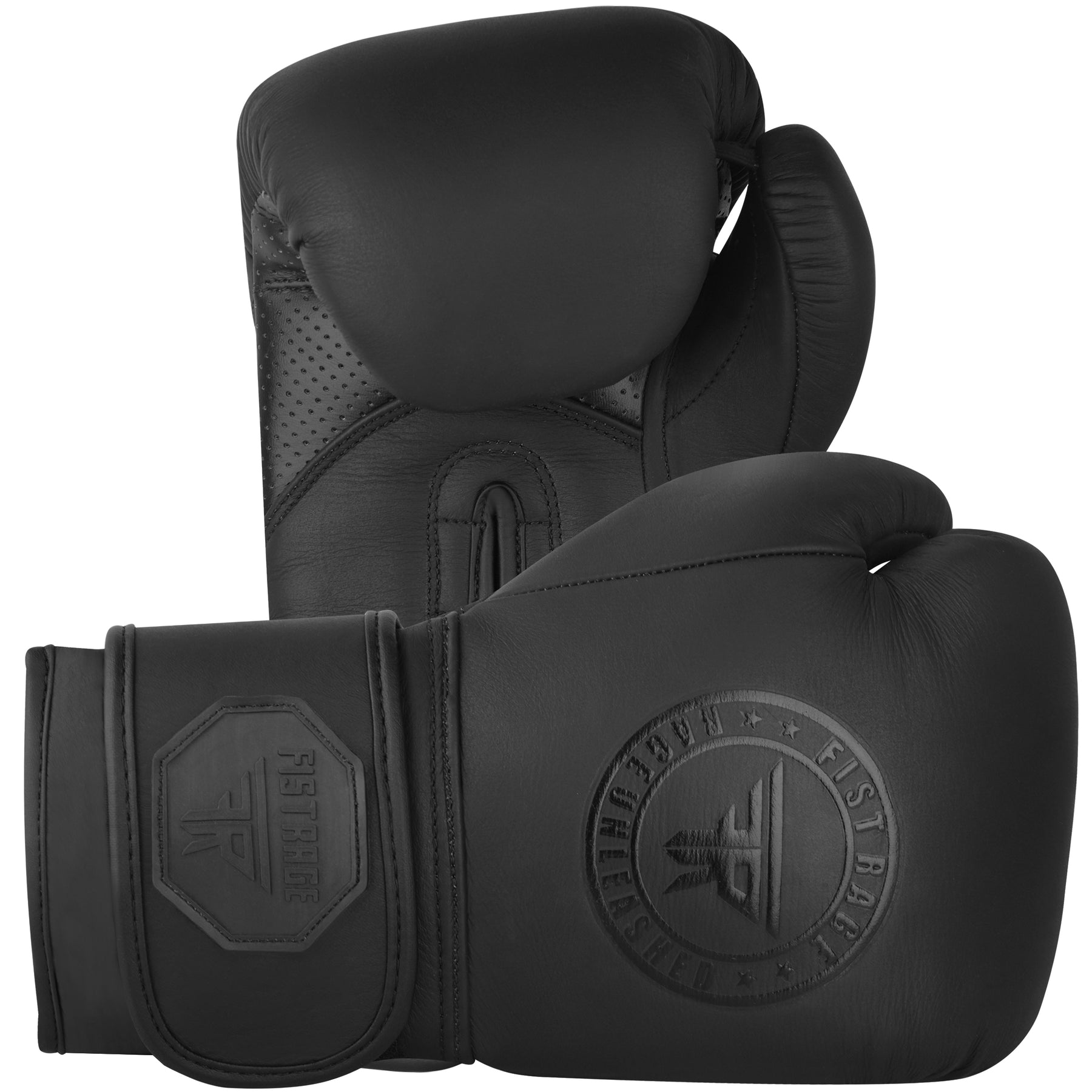 Rigid Professional Leather Boxing Gloves - Black