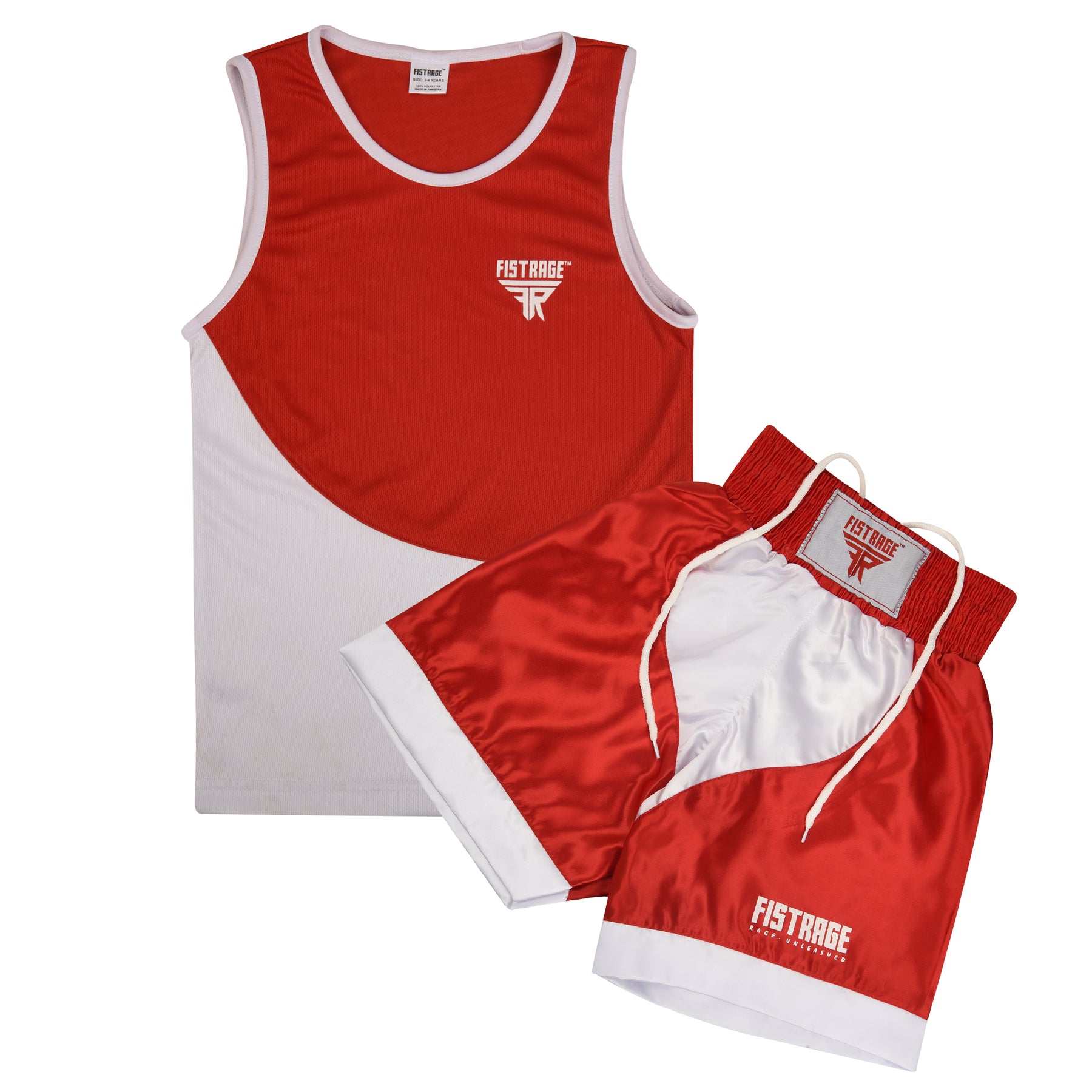 Kids Boxing Uniform Set 2PCS Top & Shorts - Red White