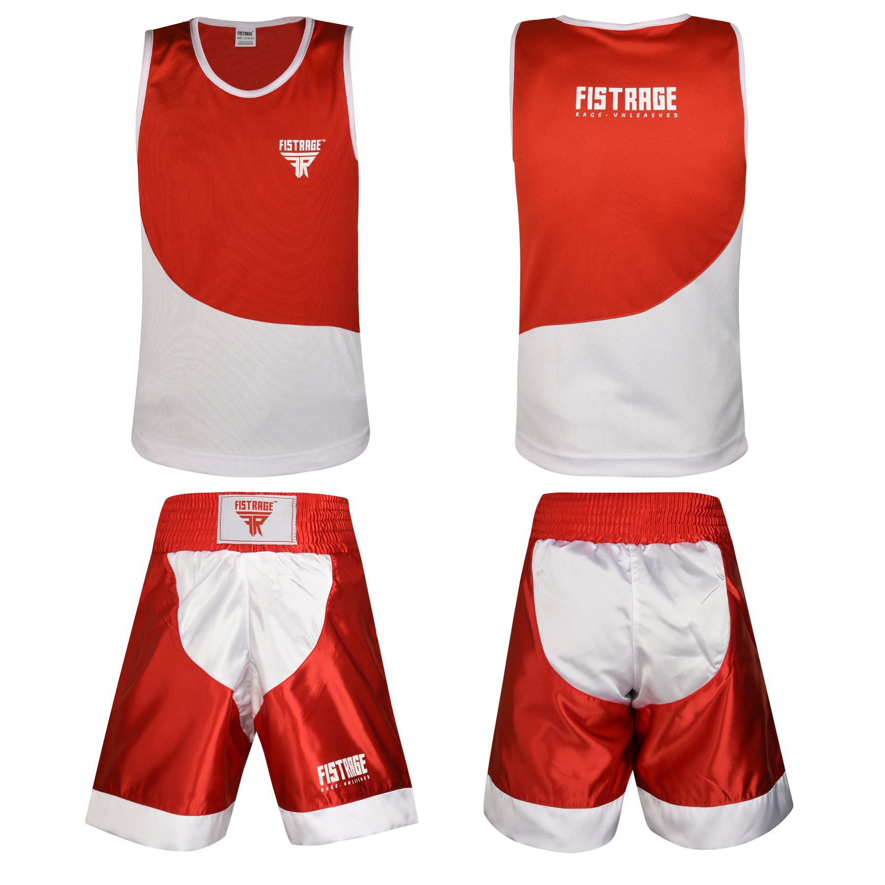 Kids Boxing Uniform Set 2PCS Top & Shorts - Red White