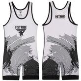 Kids Wrestling Singlet - White Black