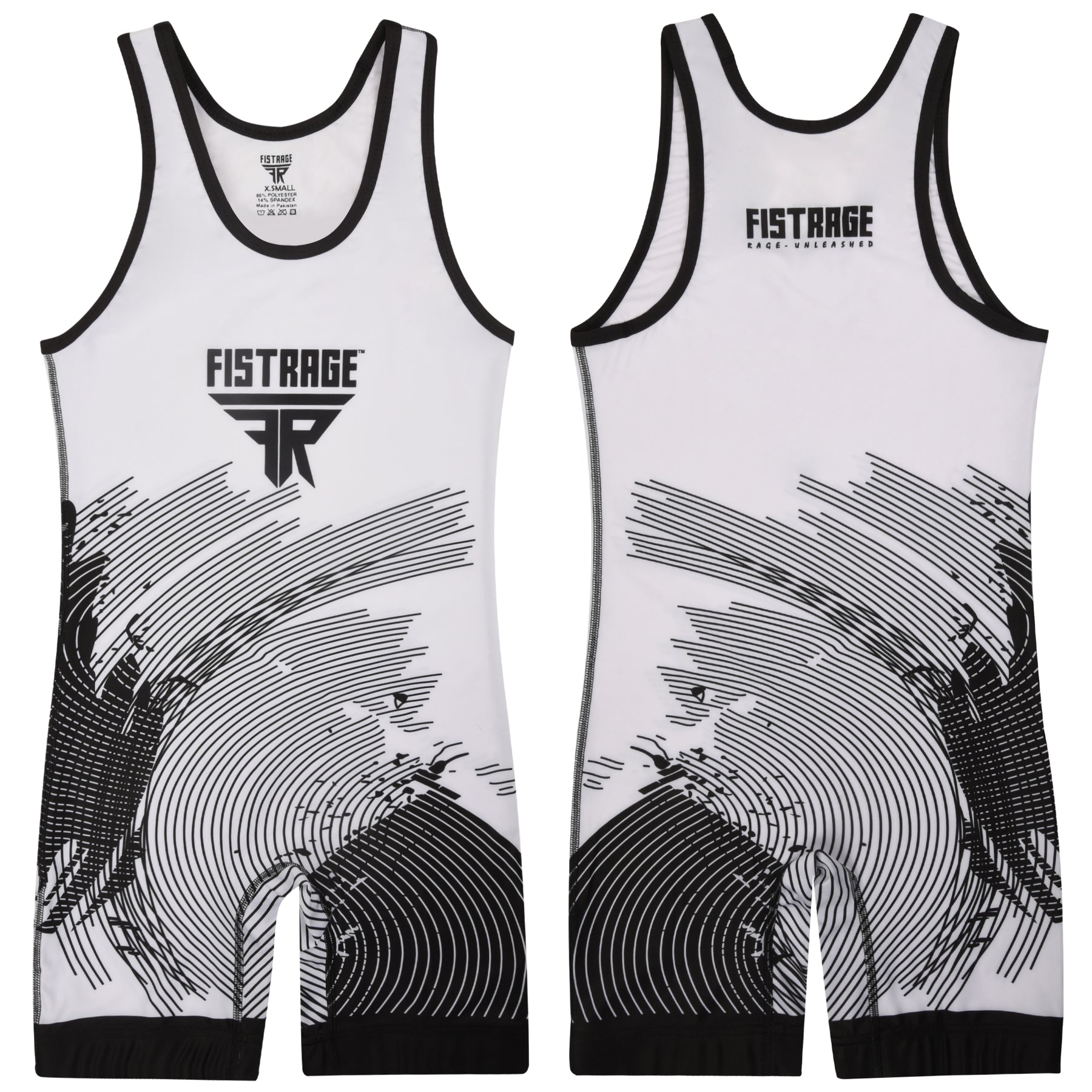 Kids Wrestling Singlet - White Black