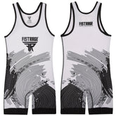 Adults Wrestling Singlet - White Black