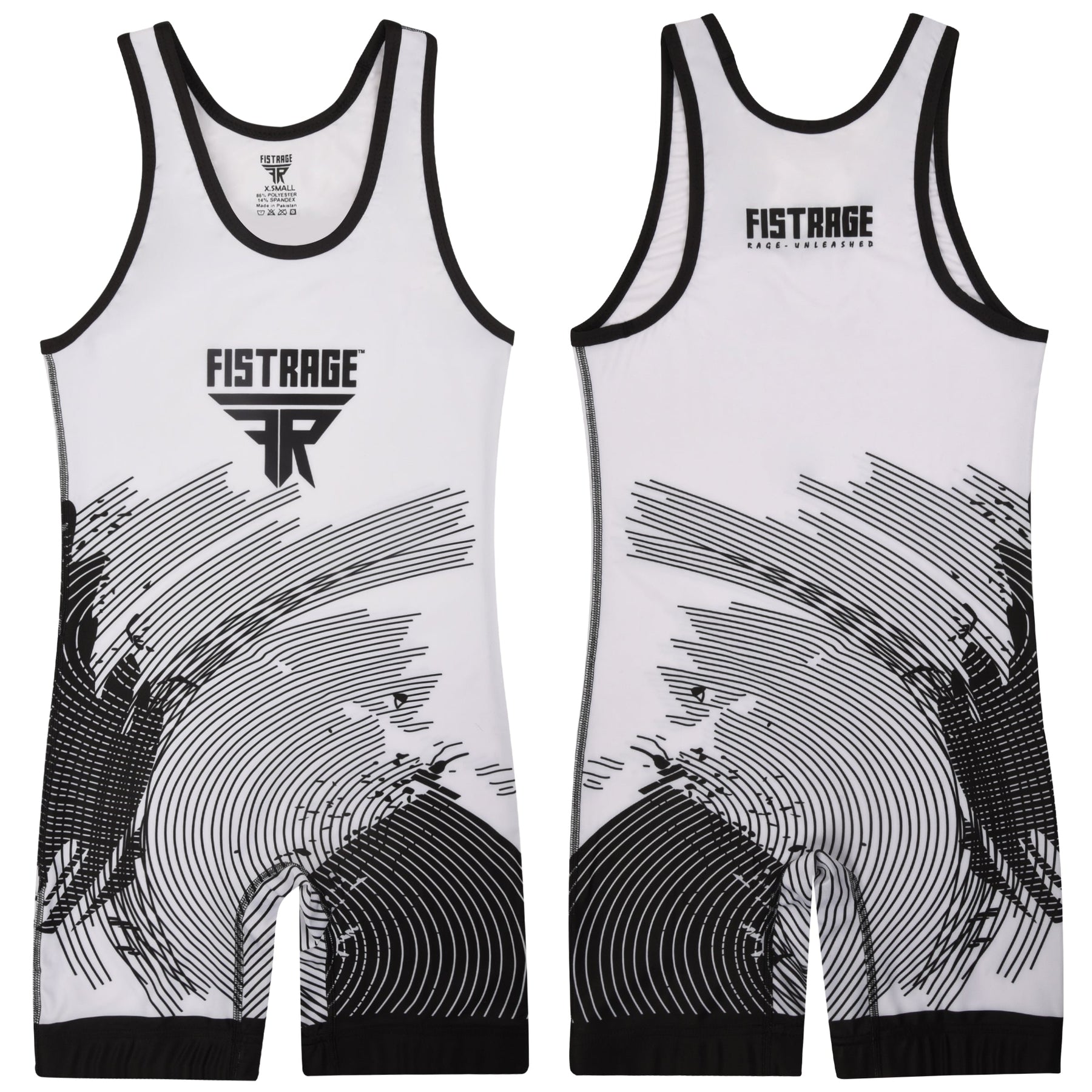 Adults Wrestling Singlet - White Black