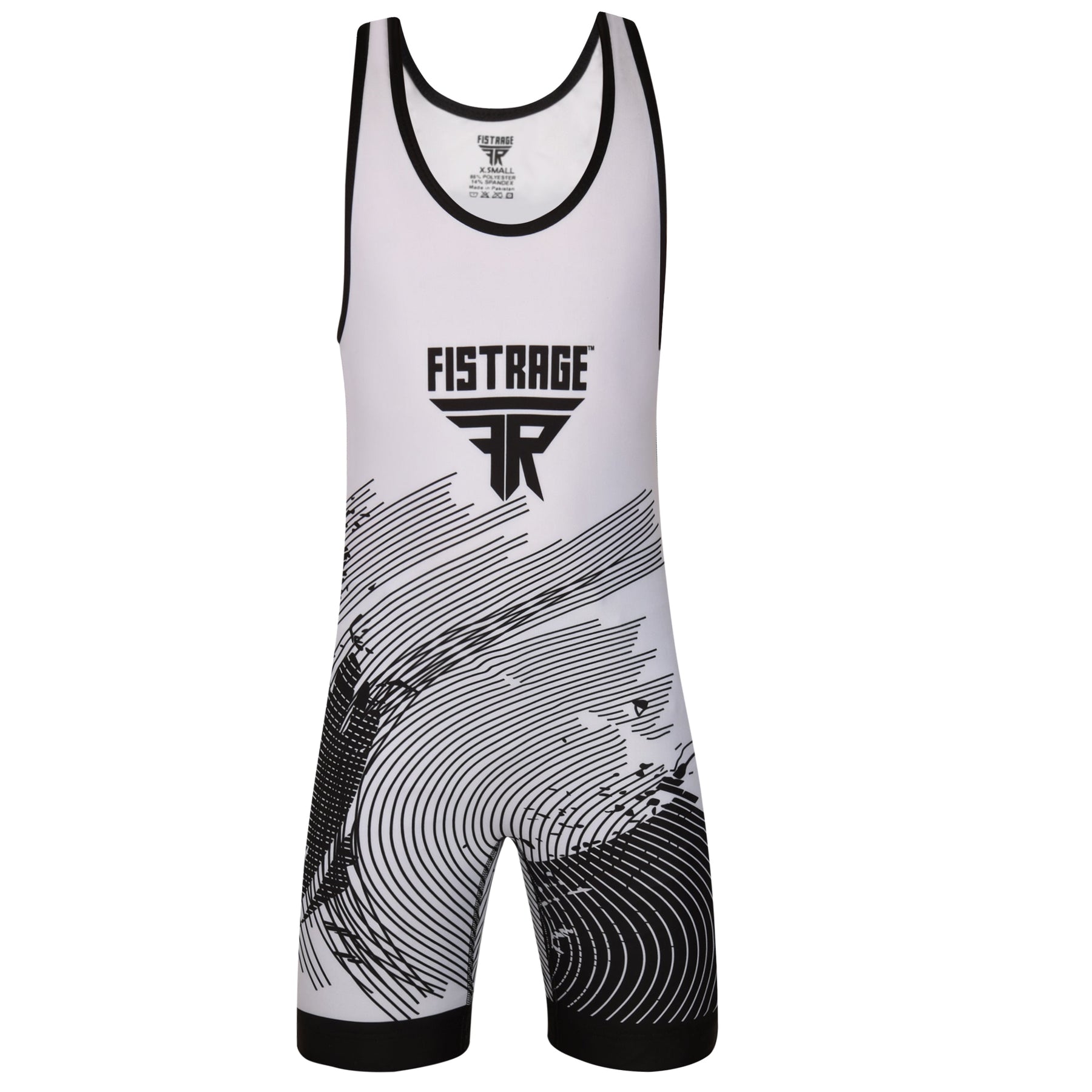 Adults Wrestling Singlet - White Black