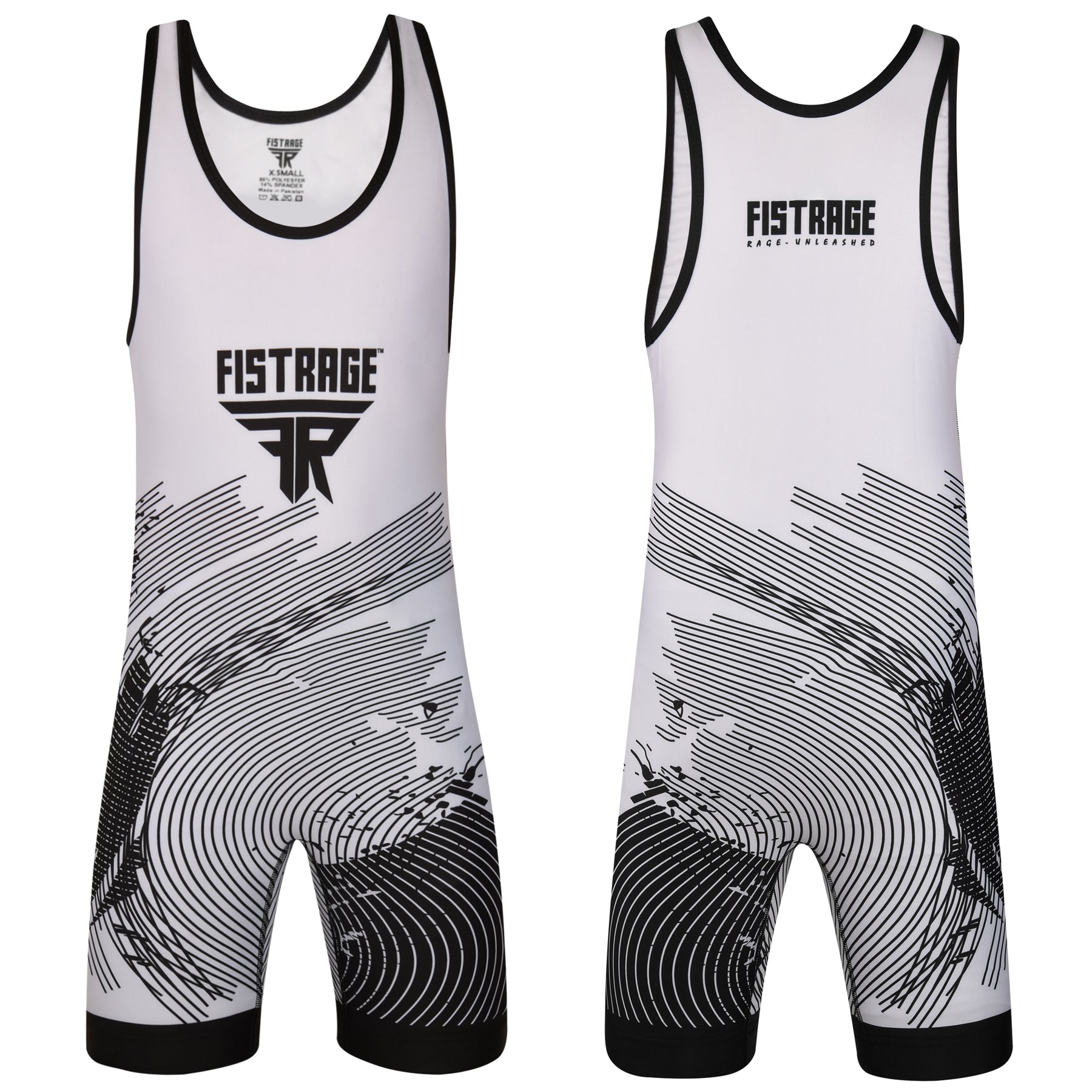 Kids Wrestling Singlet - White Black
