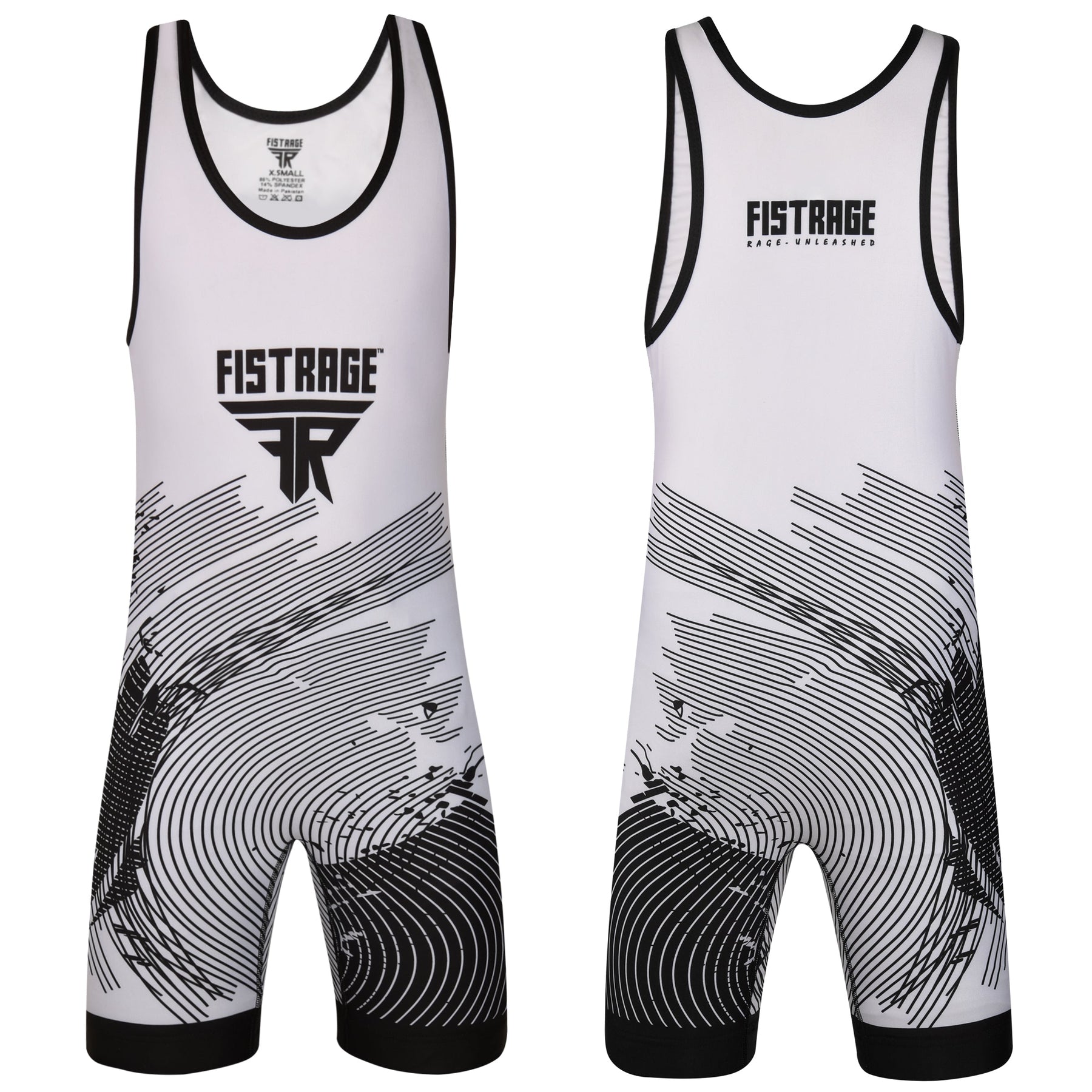 Adults Wrestling Singlet - White Black