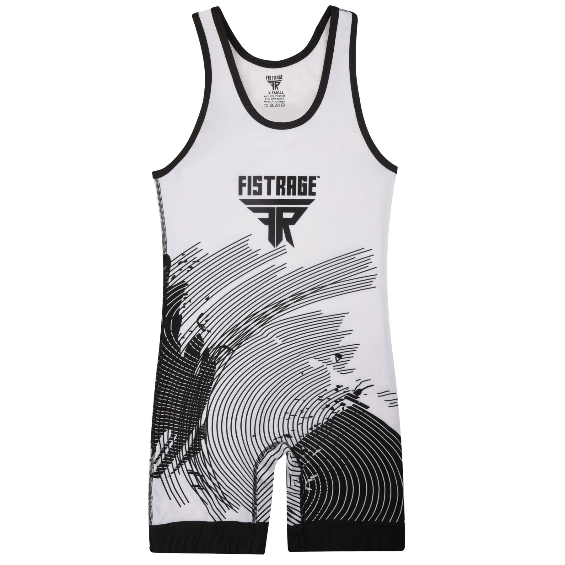 Adults Wrestling Singlet - White Black