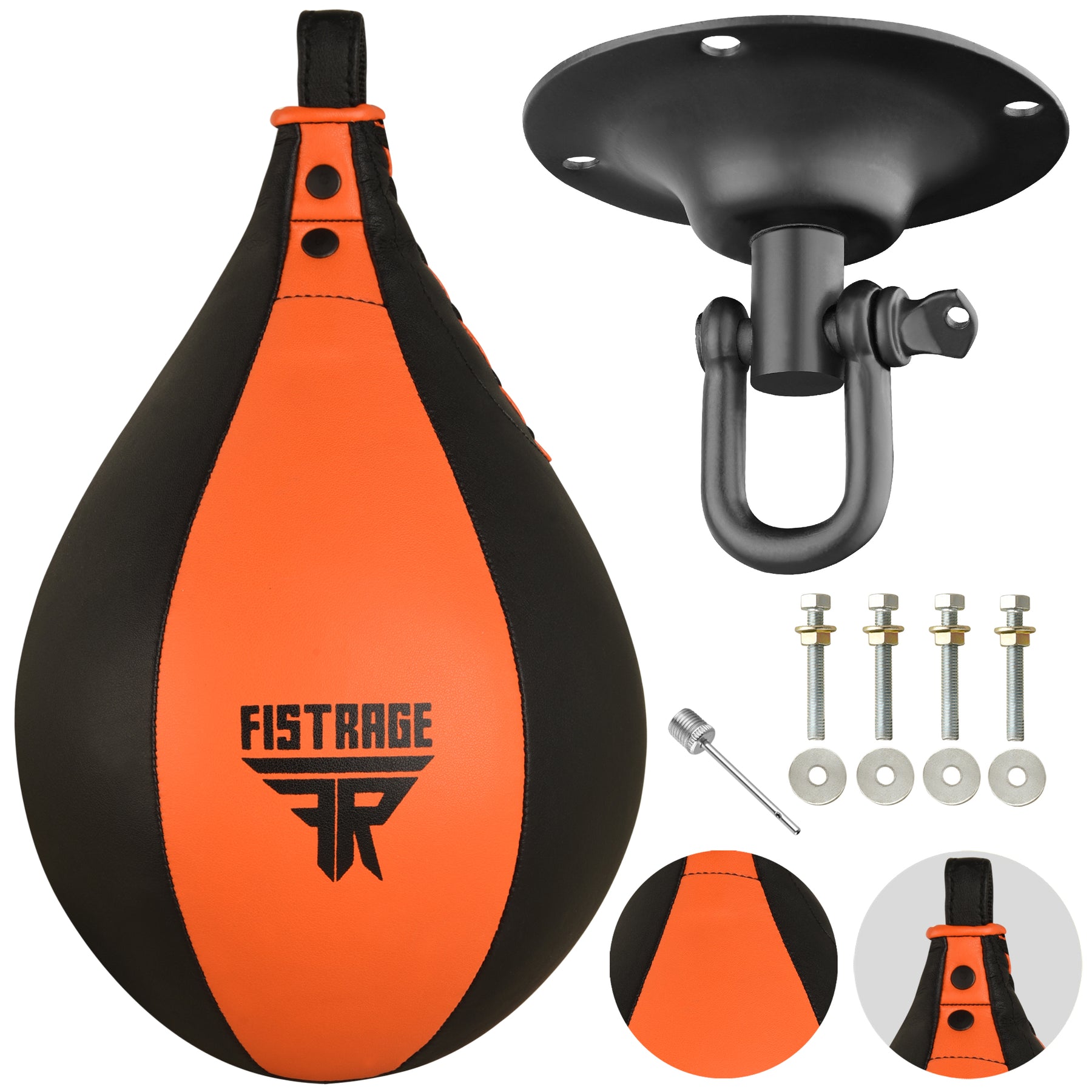 FISTRAGE Speed Bag with free Hanging Swivel - Orange Black