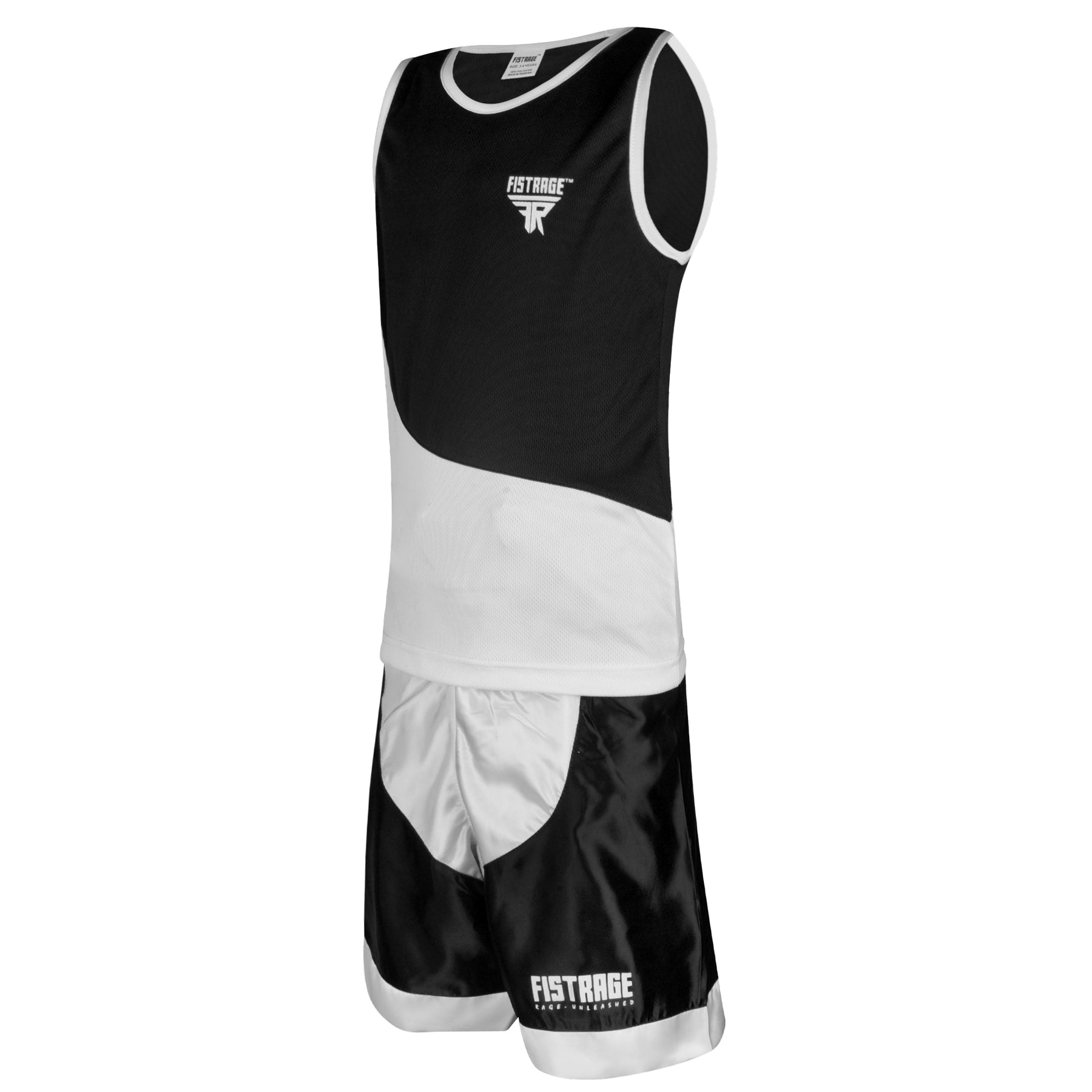 Kids Boxing Uniform Set 2PCS Top & Shorts - Black White