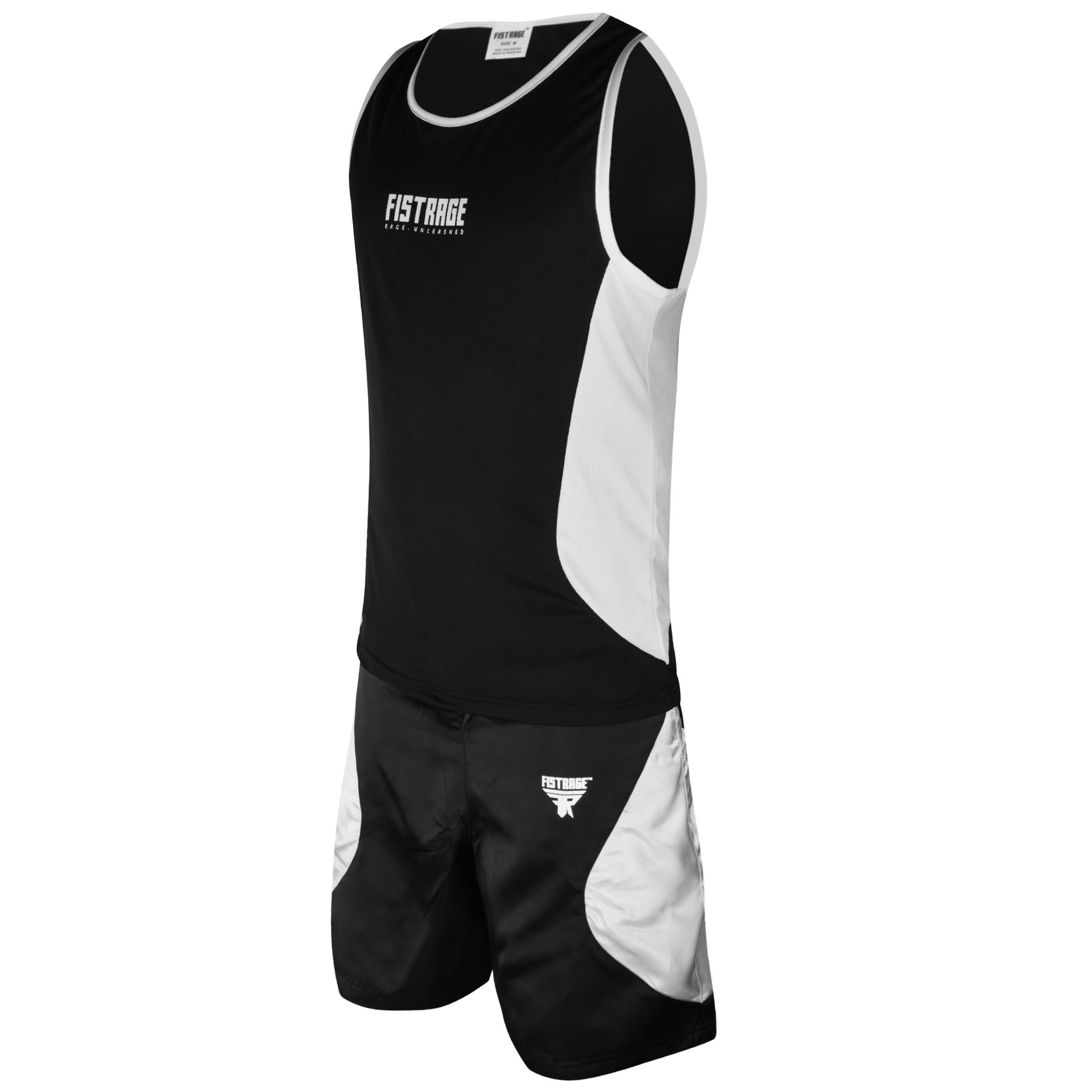 Adults Boxing Uniform Set 2PCS Top & Shorts - Black White