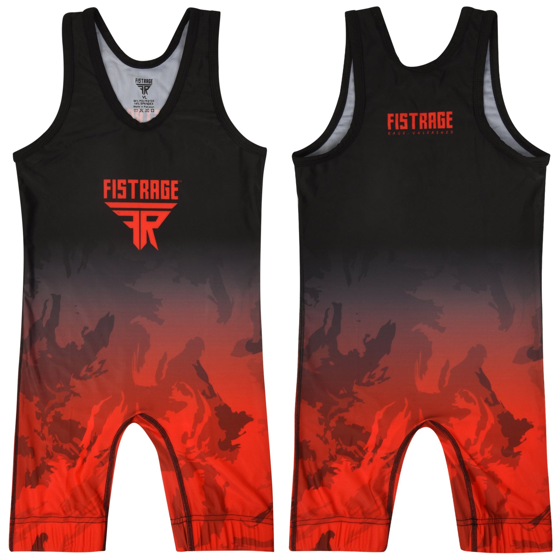 Adults Wrestling Singlet - Black Red