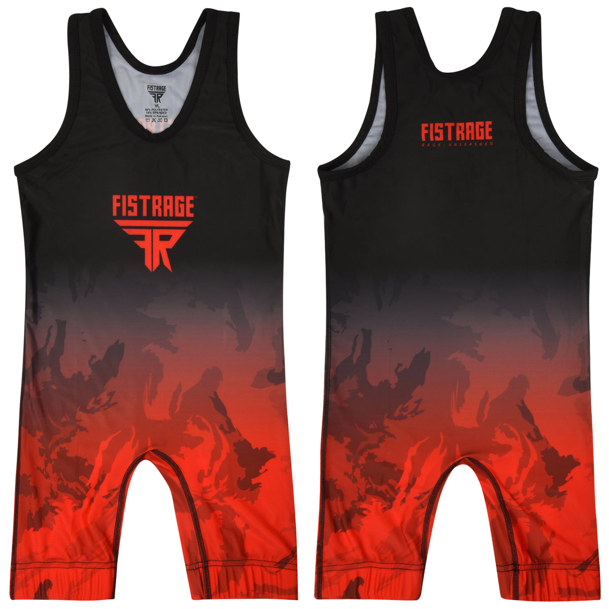 Kids Wrestling Singlet - Black Red