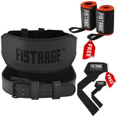 Emboss Leather Weight Lifting Belt 6 Inches - Black