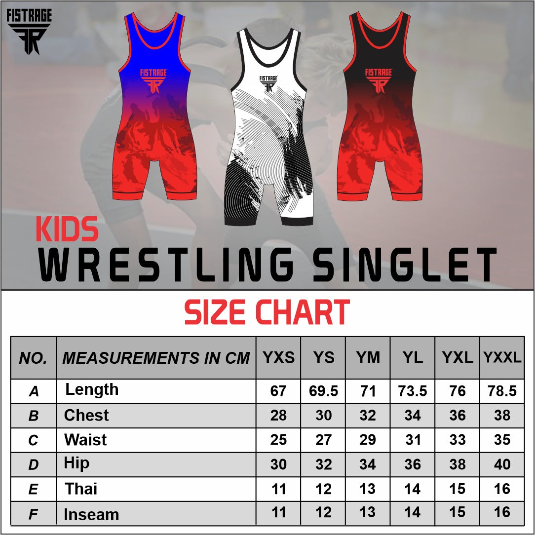 Kids Wrestling Singlet - Black Red