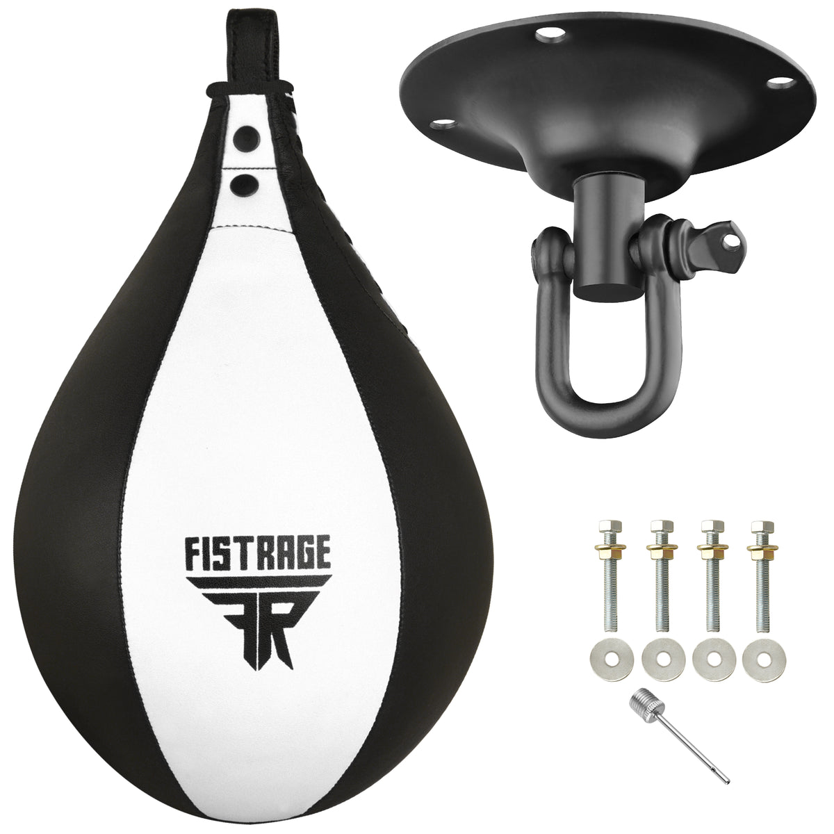 FISTRAGE Speed Bag with free Hanging Swivel - White Black