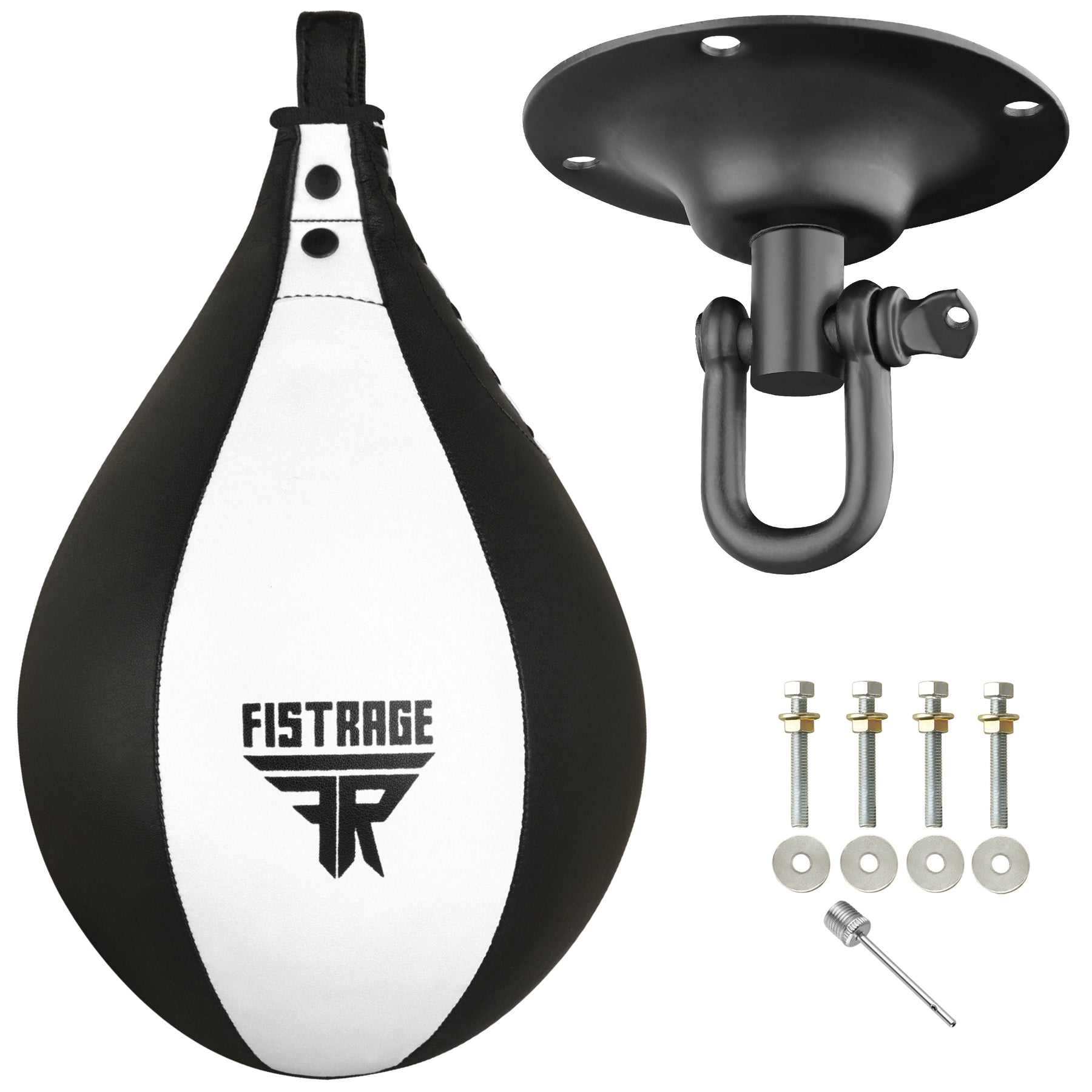 FISTRAGE Speed Bag with free Hanging Swivel - White Black