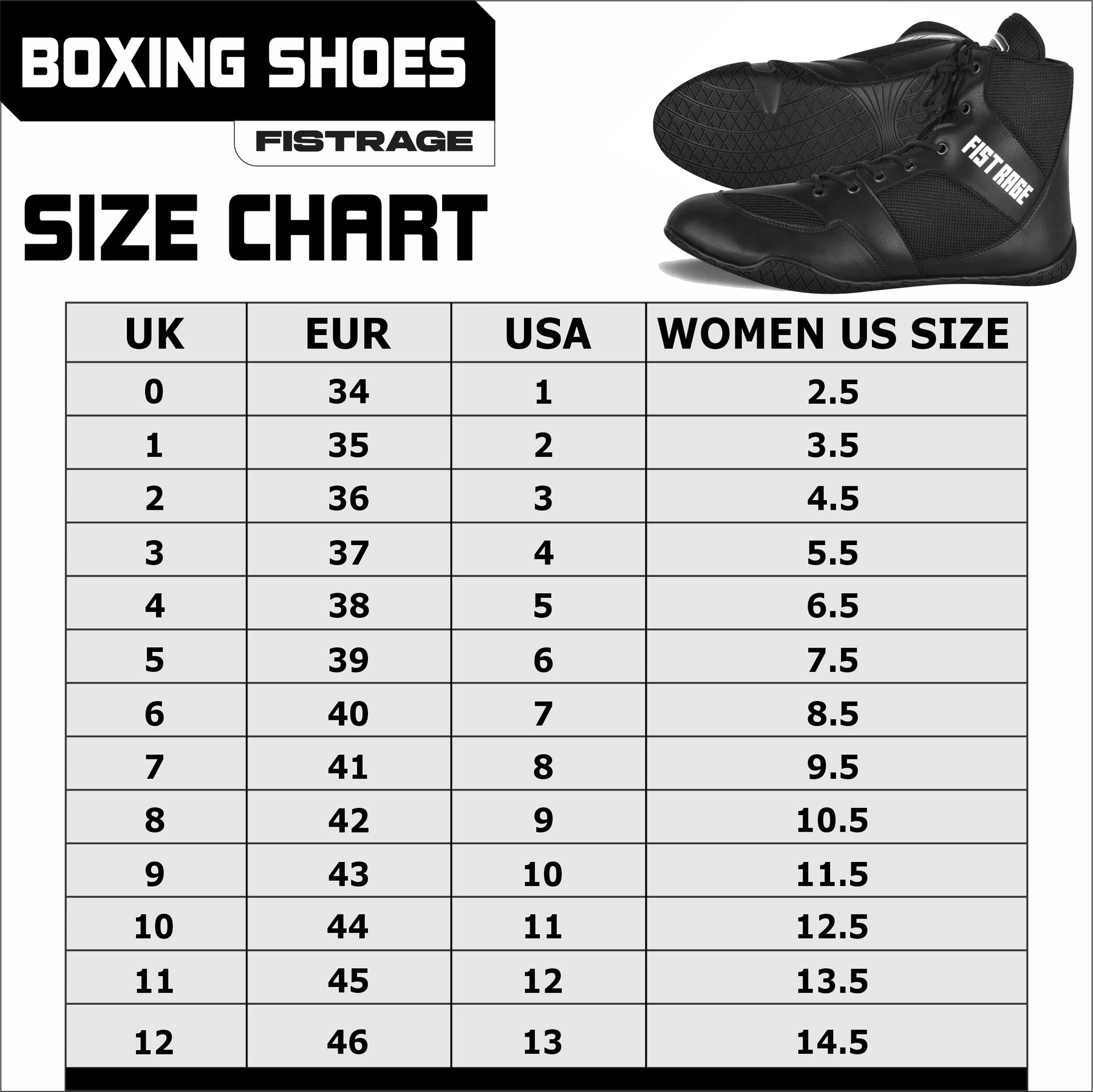 Boxing Shoes With Sting Bag - Black