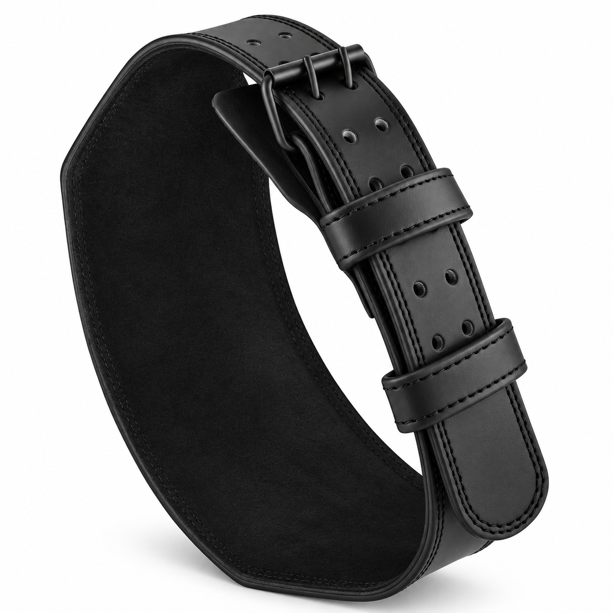 Emboss Leather Weight Lifting Belt 6 Inches - Black