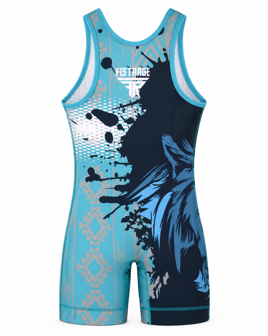 FISTRAGE Sublimated Wrestling Singlet - Cyan Blue