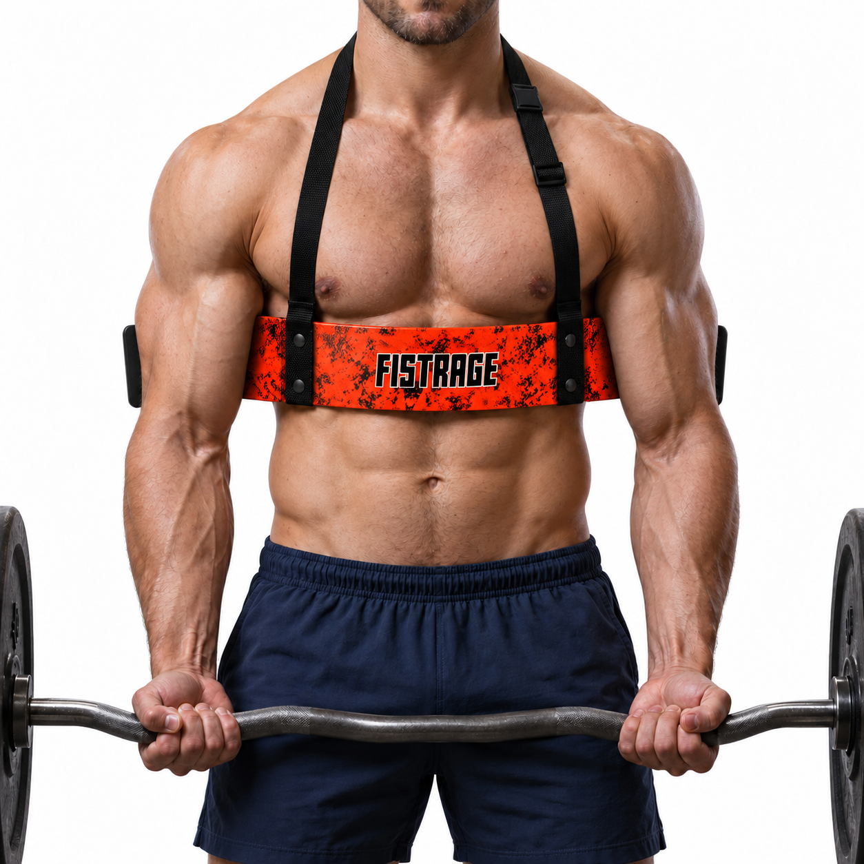 Fistrage Arm Blasters Bicep Forearm Curl Support - Lava Red