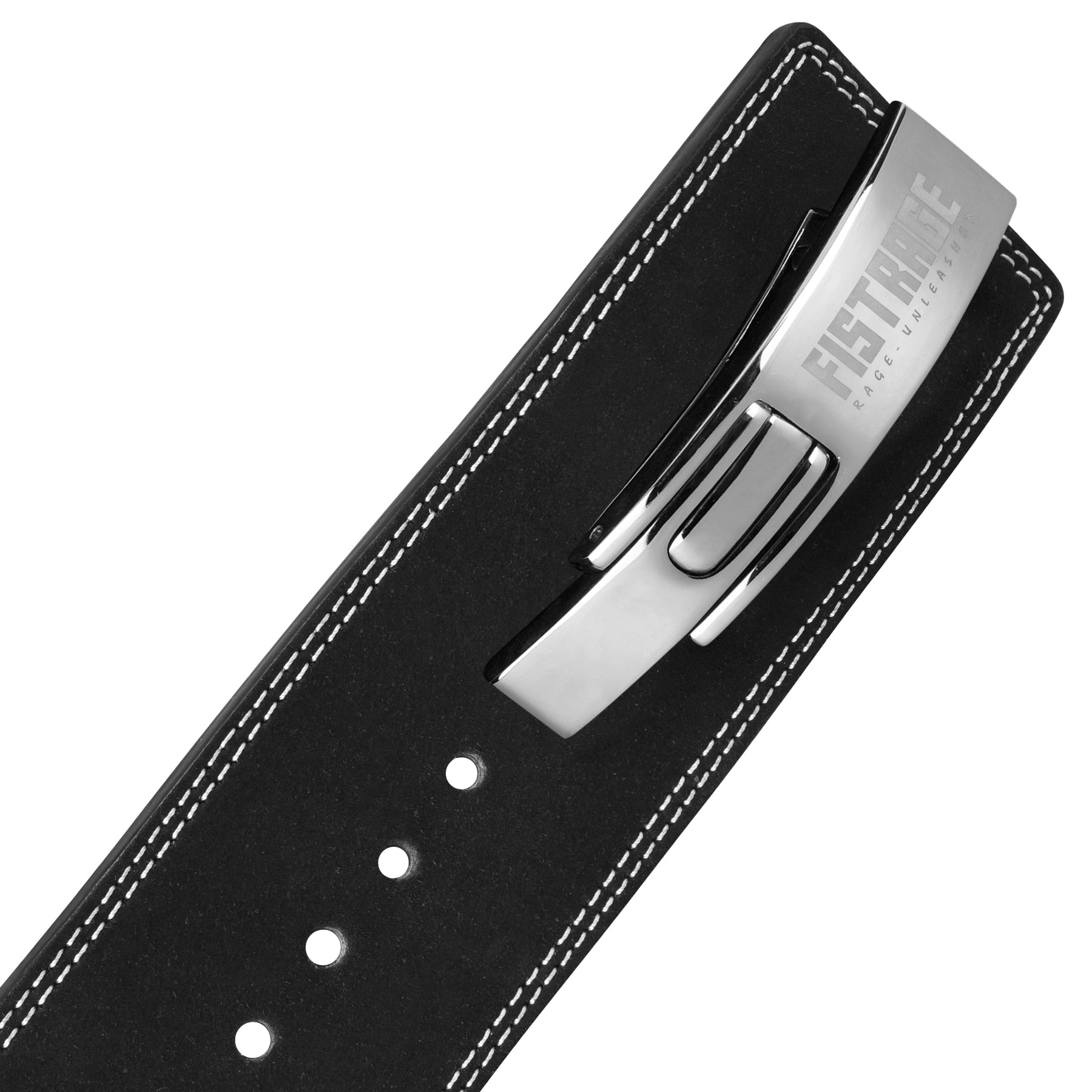 Lever Buckle Belt with Wrist Band Silver Buckle - Black