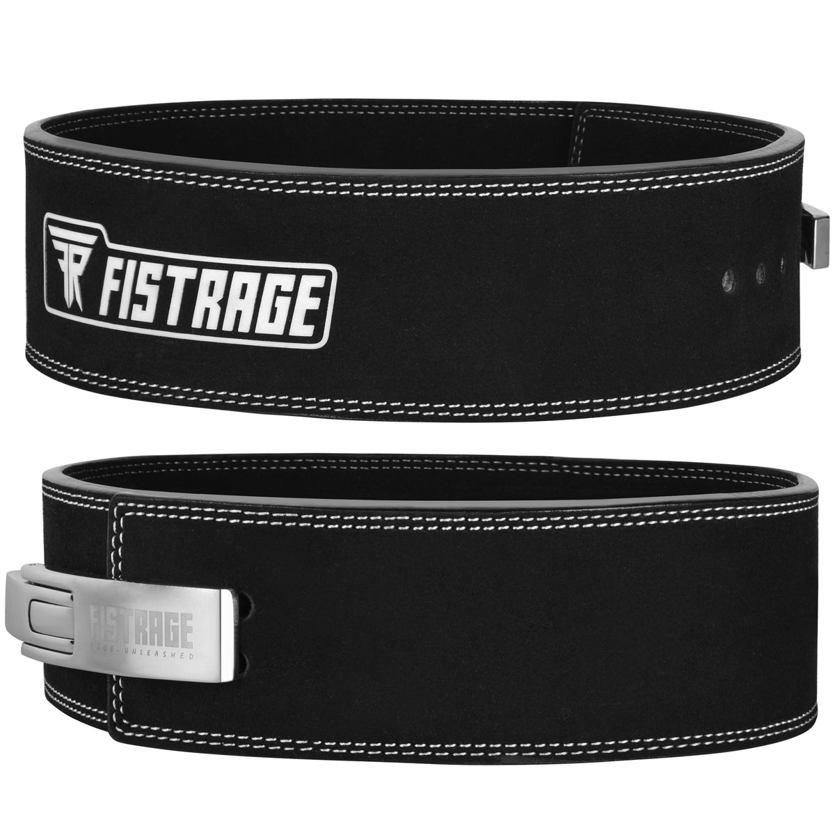 FISTRAGE Weight Lifting Lever Buckle Belts with Sticker Logo-Black