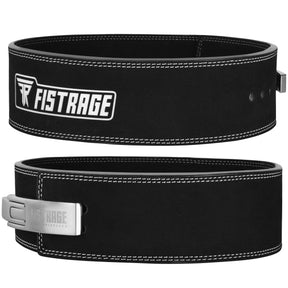 Lever Buckle Belt with Wrist Band Silver Buckle - Black