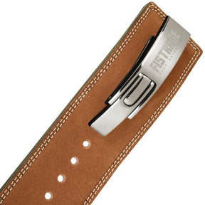 Lever Buckle Belt with Wrist Band Silver Buckle - Brown