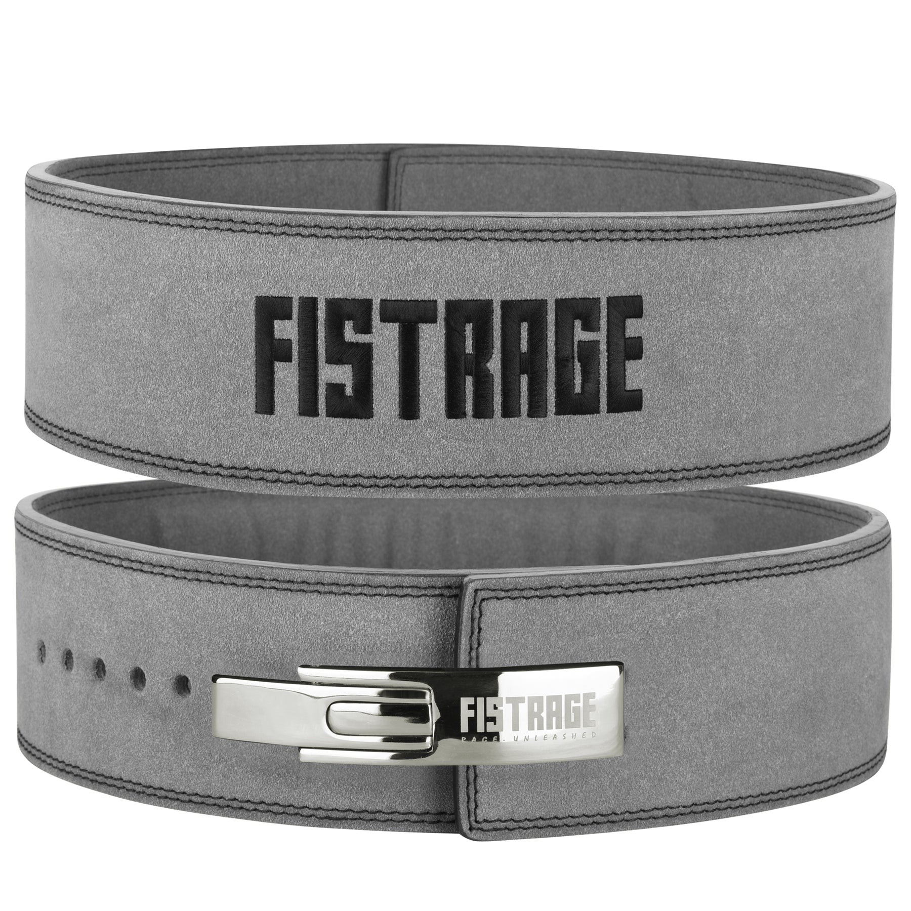 Lever Buckle Belt with Wrist Band Silver Buckle - Grey