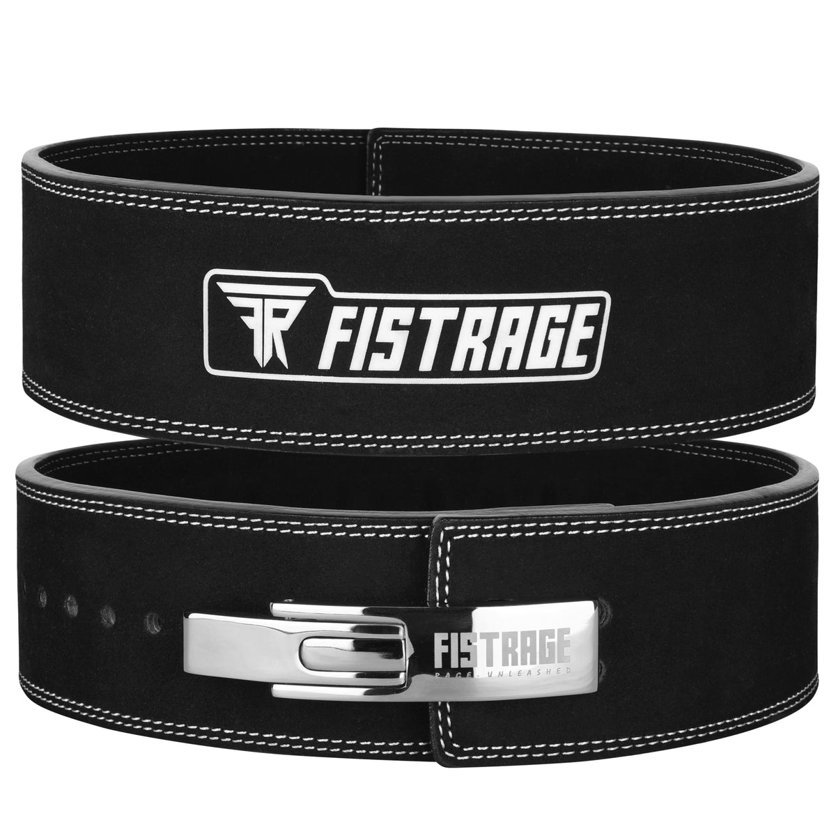 FISTRAGE Weight Lifting Lever Buckle Belts with Sticker Logo-Black