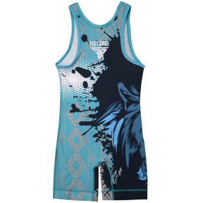 FISTRAGE Sublimated Wrestling Singlet - Cyan Blue