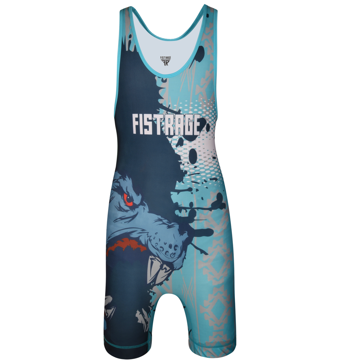 FISTRAGE Sublimated Wrestling Singlet - Cyan Blue