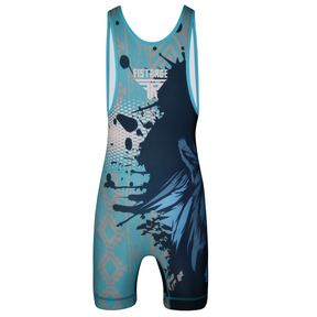 FISTRAGE Sublimated Wrestling Singlet - Cyan Blue